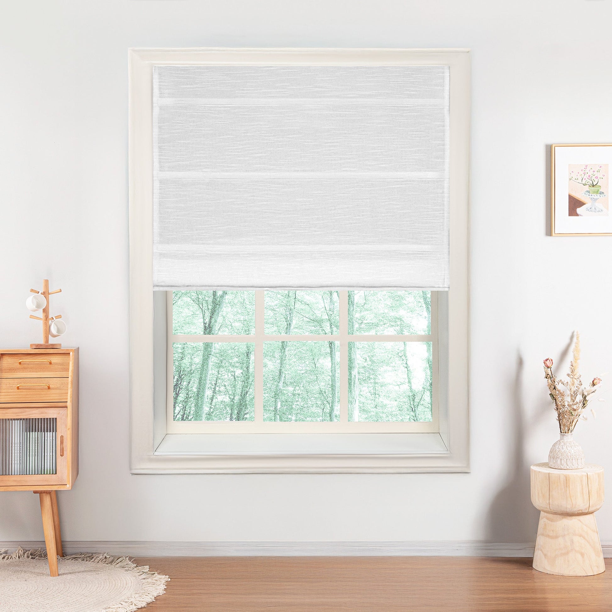 Jenna Linen Roman Shades & Blinds-Neutral Decor