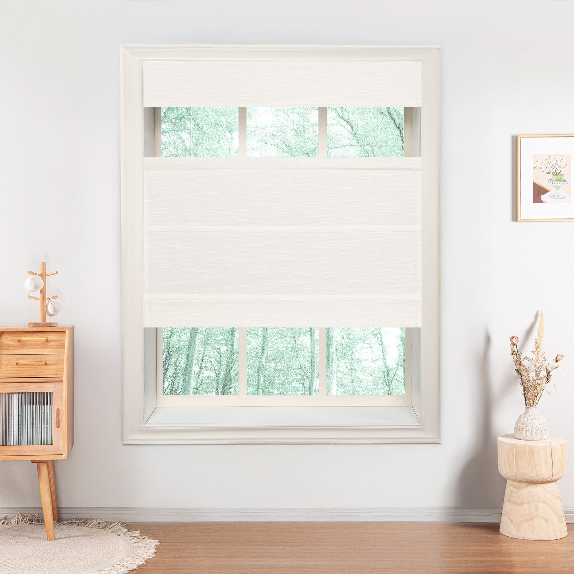 Jenna Linen Roman Shades & Blinds | Top Down Bottom Up-Neutral Decor