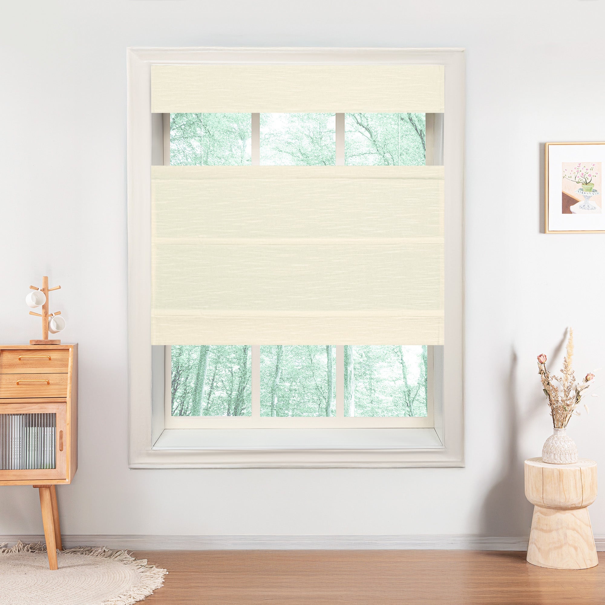 Jenna Linen Roman Shades & Blinds | Top Down Bottom Up-Neutral Decor