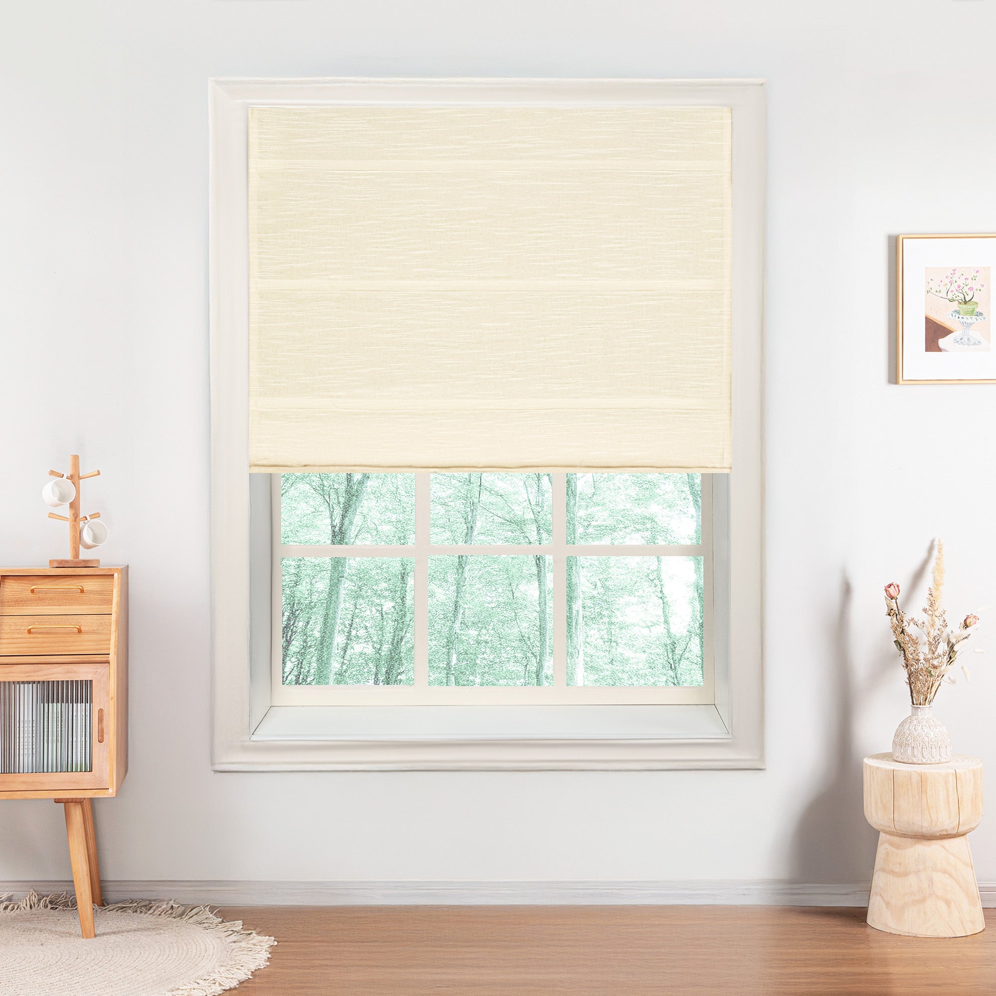 Jenna Linen Roman Shades & Blinds-Neutral Decor