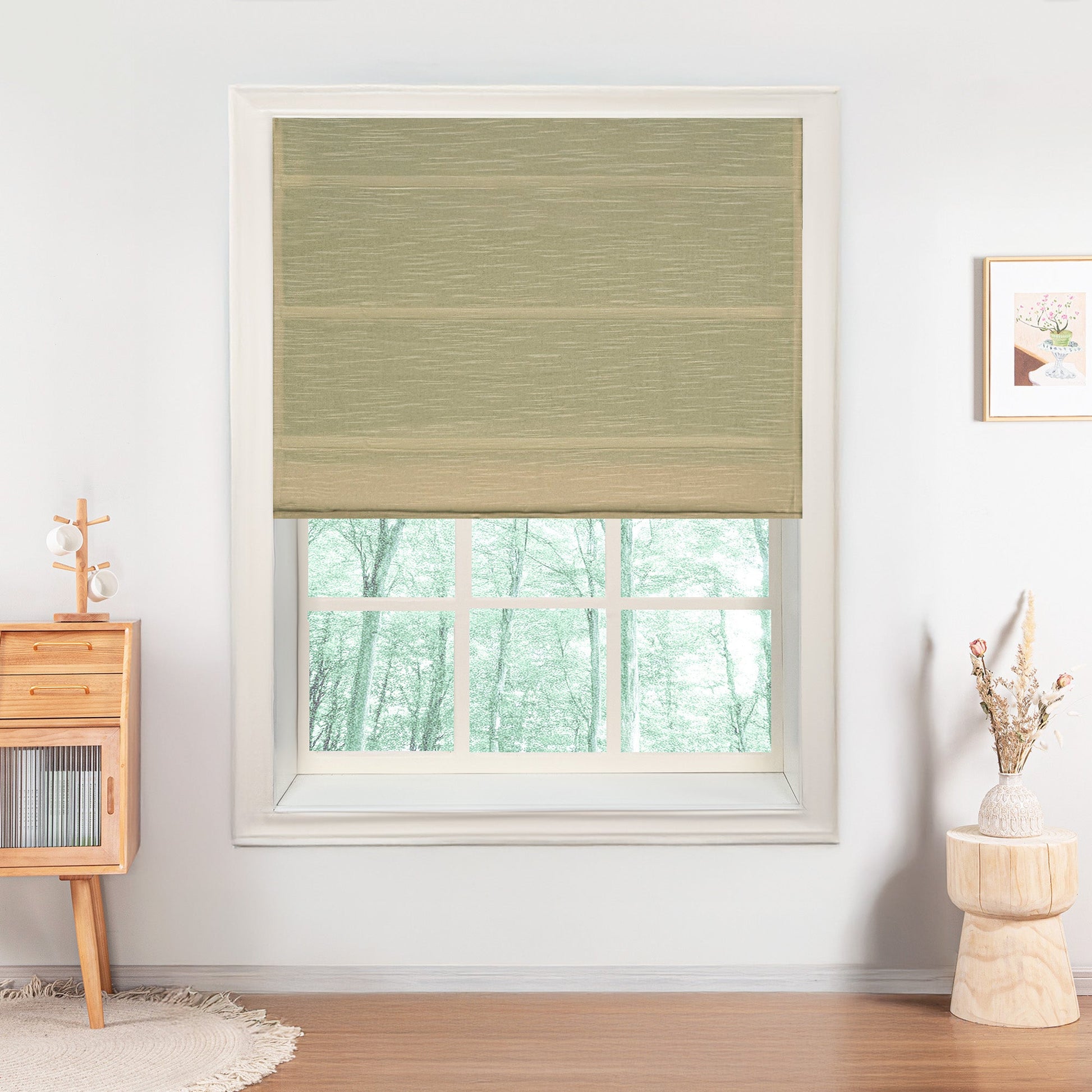 Jenna Linen Roman Shades & Blinds-Neutral Decor
