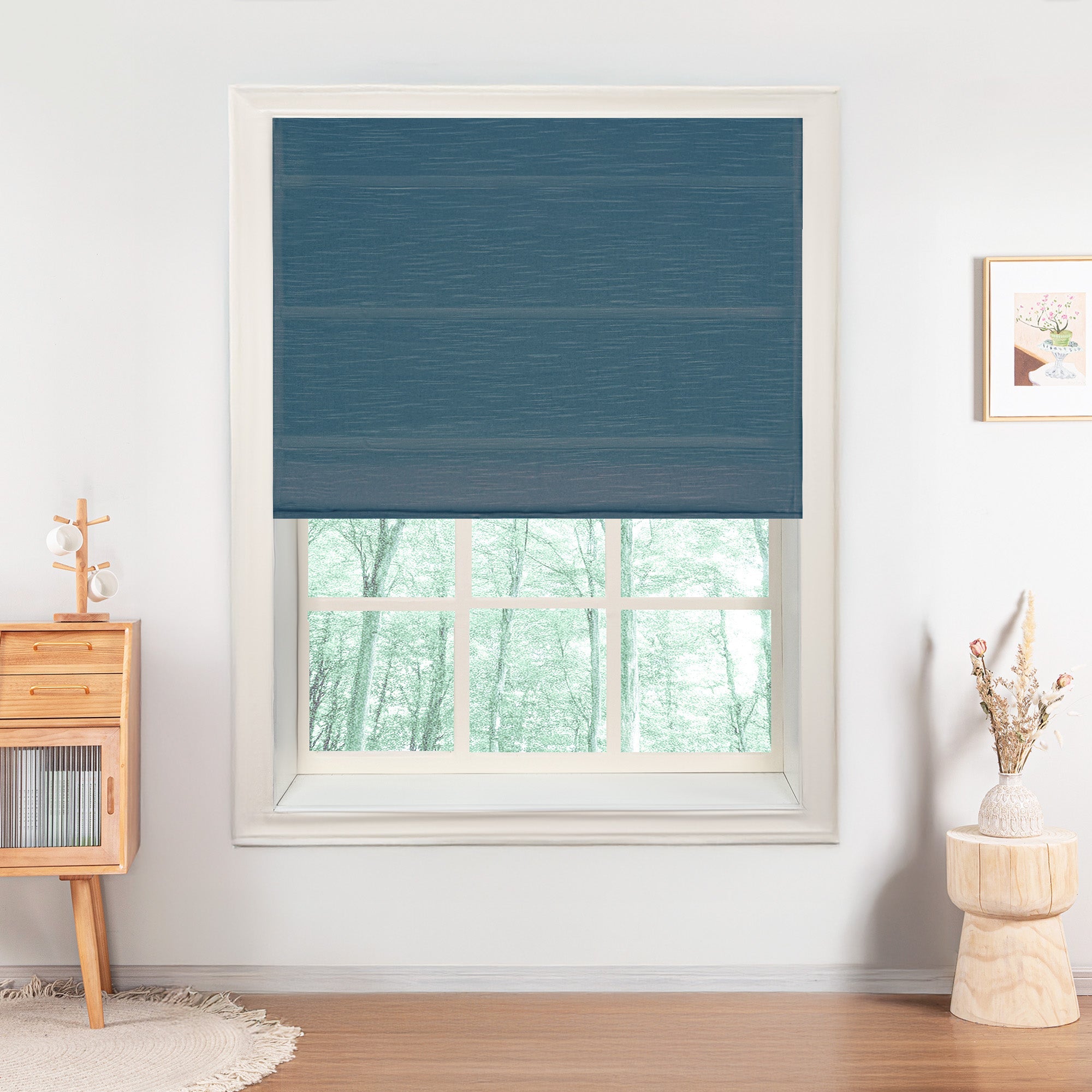 Jenna Linen Roman Shades & Blinds-Neutral Decor