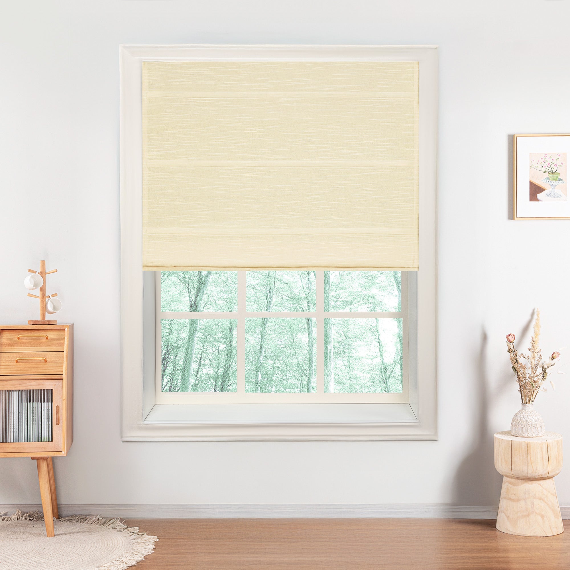 Jenna Linen Roman Shades & Blinds-Neutral Decor