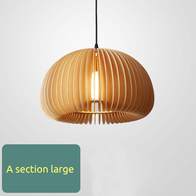 Muto Pumpkin Pendant Light, Wood - Neutral Decor
