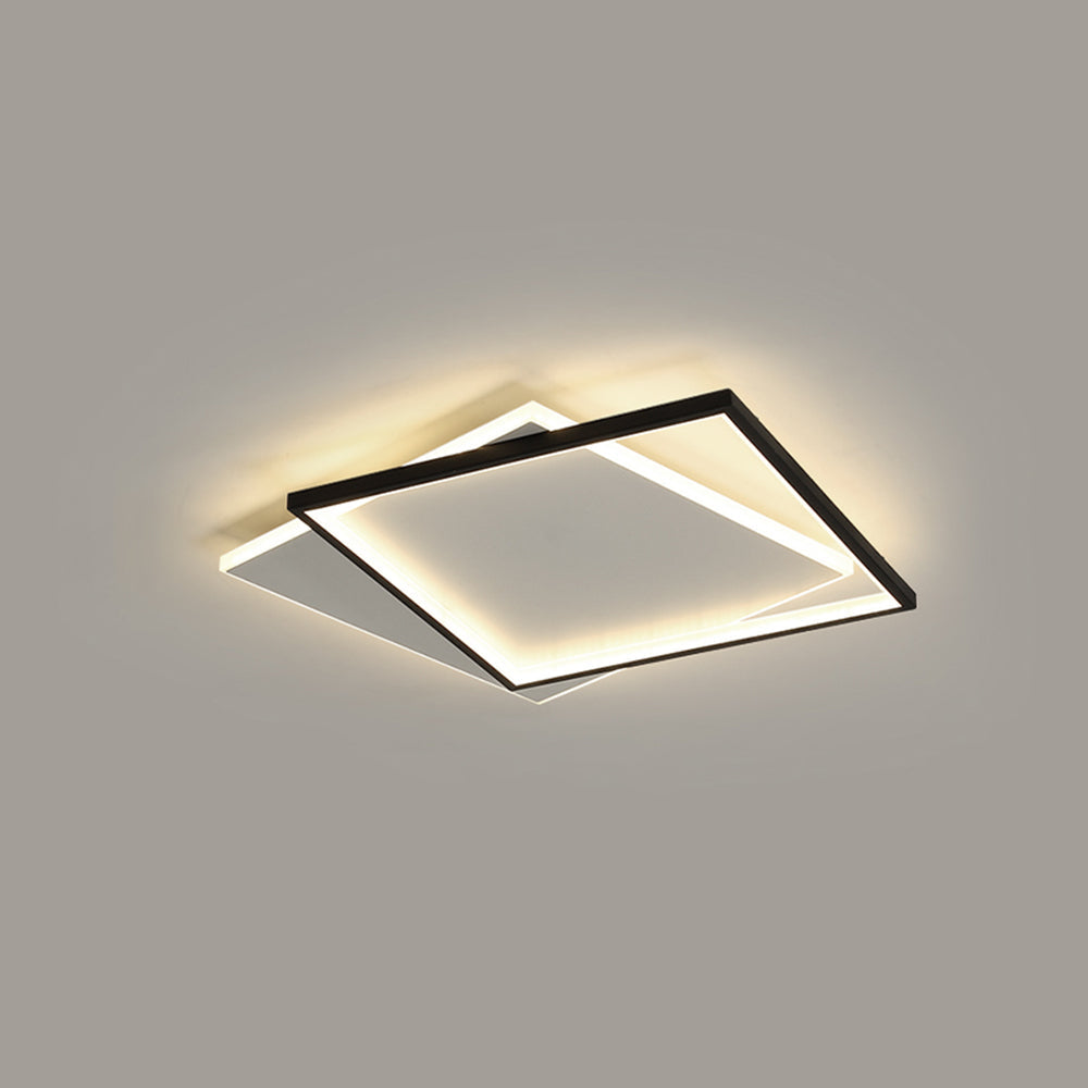 Arisha Modern Square/ Round Flush Mount Ceiling Light, Black with White - Neutral Decor
