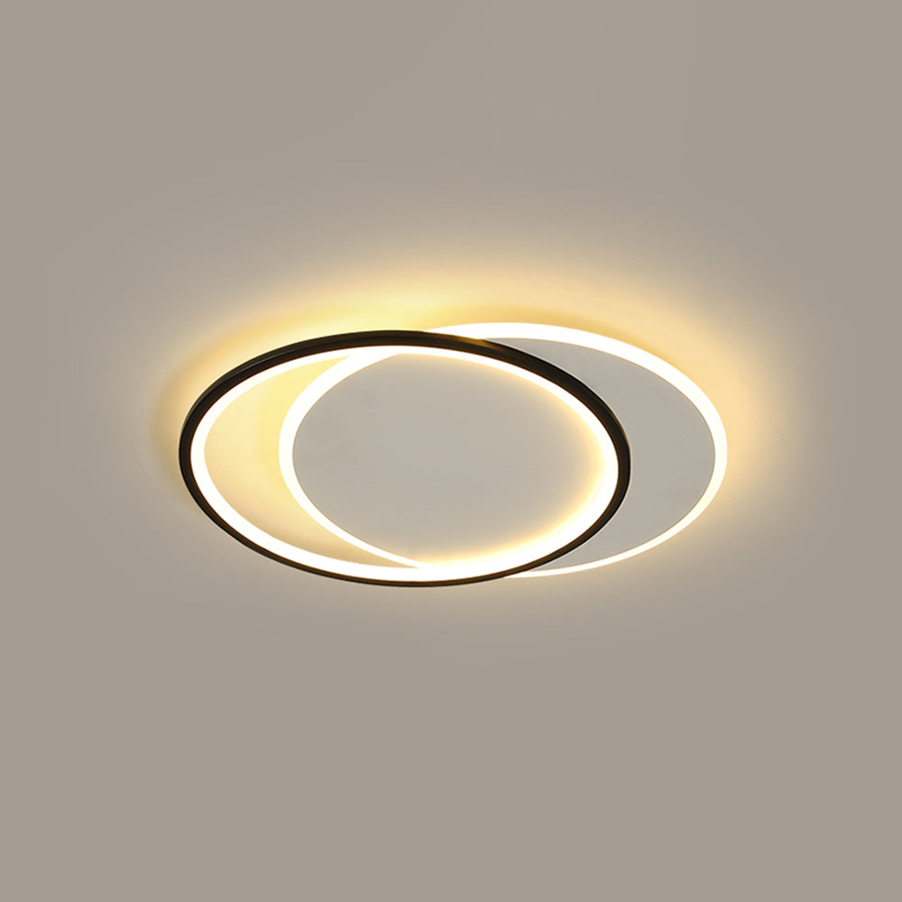 Arisha Modern Square/ Round Flush Mount Ceiling Light, Black with White - Neutral Decor