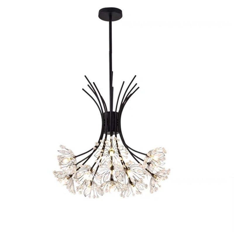 Arisha Modern Art Deco Crystal Sputnik Chandelier, Black/Gold - Neutral Decor