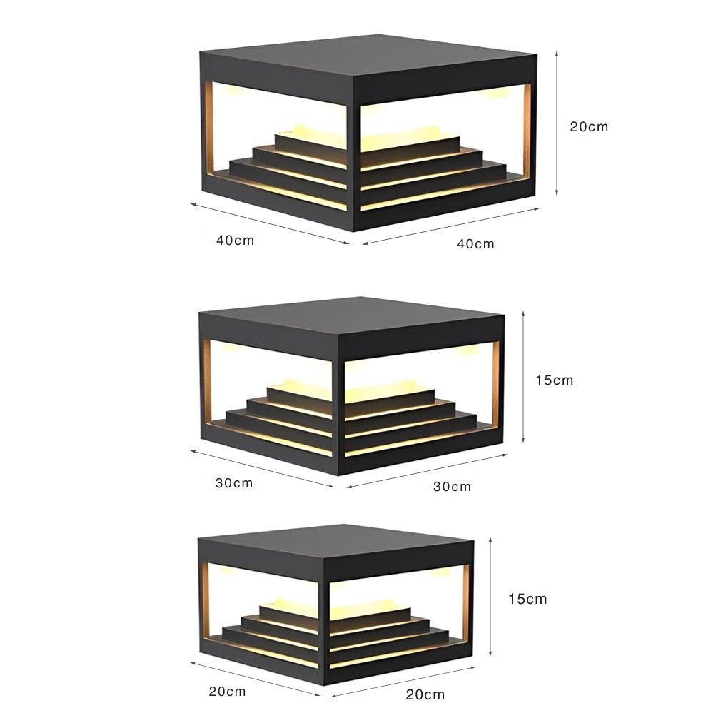 Wane Square Creative LED Steel Outdoor Post Caps Lights