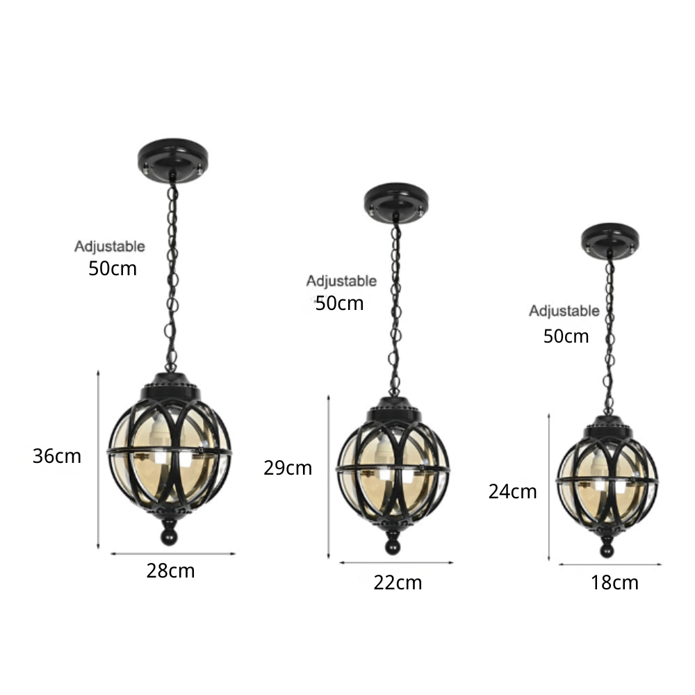 Beth Retro Ball Glass Outdoor Pendant Light