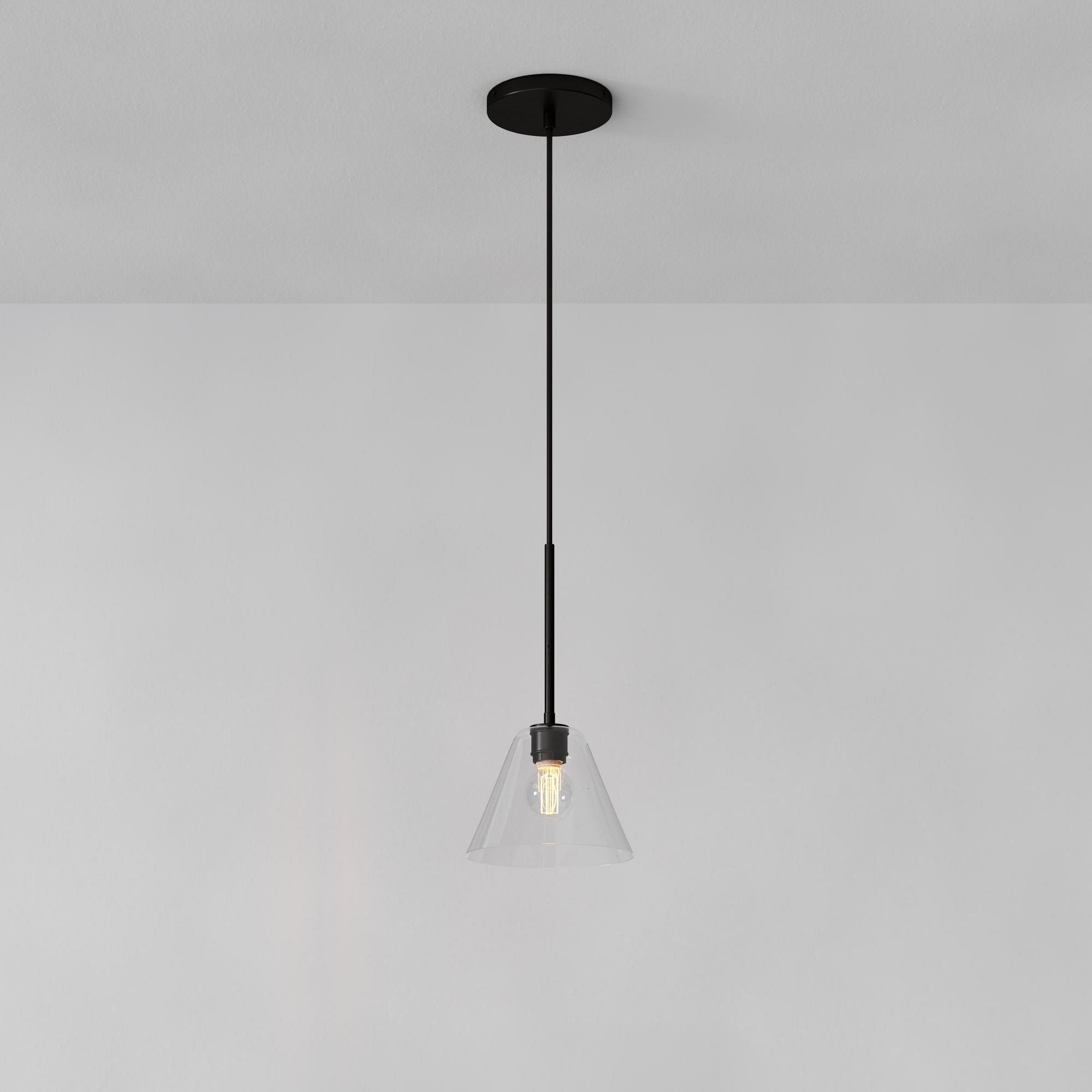 Cone Milk Clear Glass Cone Pendant Light for Kitchen-Neutral Decor