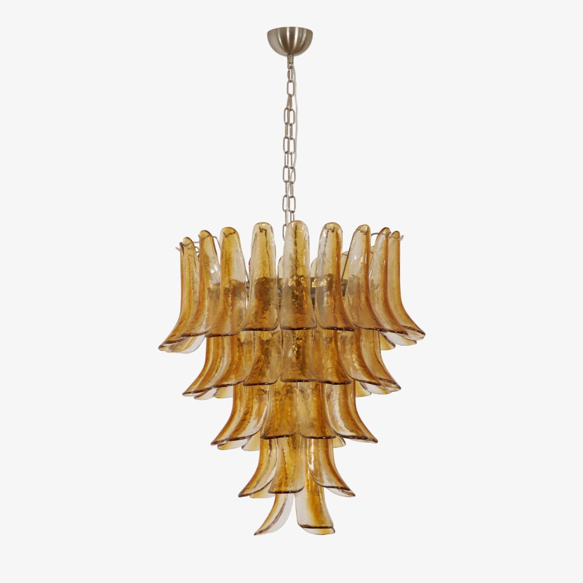 Aurora Chandelier Amber Lily Murano Glass Layered Centerpiece-Neutral Decor