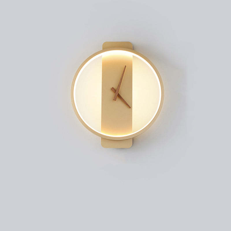 Valentina Arisha Square Clock Metal & Acrylic Wall Lamp, Gold - Neutral Decor
