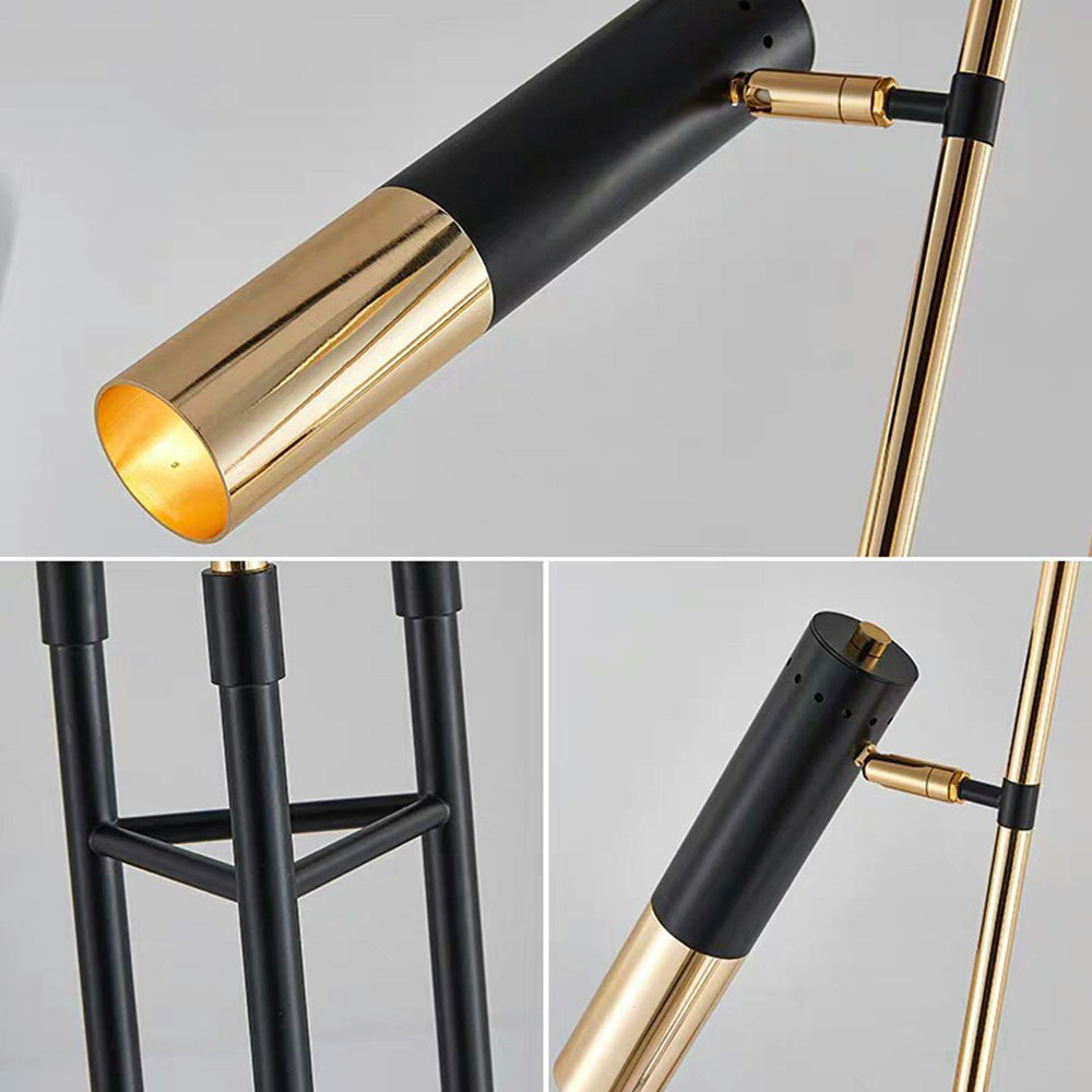 Salgado Modern Tall Metal 3 Bulb Floor Lamp, Black - Neutral Decor