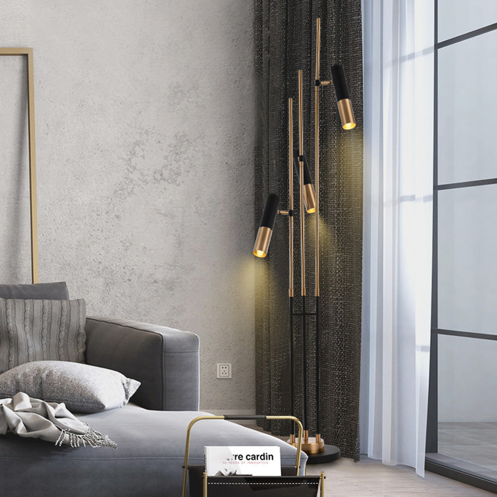 Salgado Modern Tall Metal 3 Bulb Floor Lamp, Black - Neutral Decor