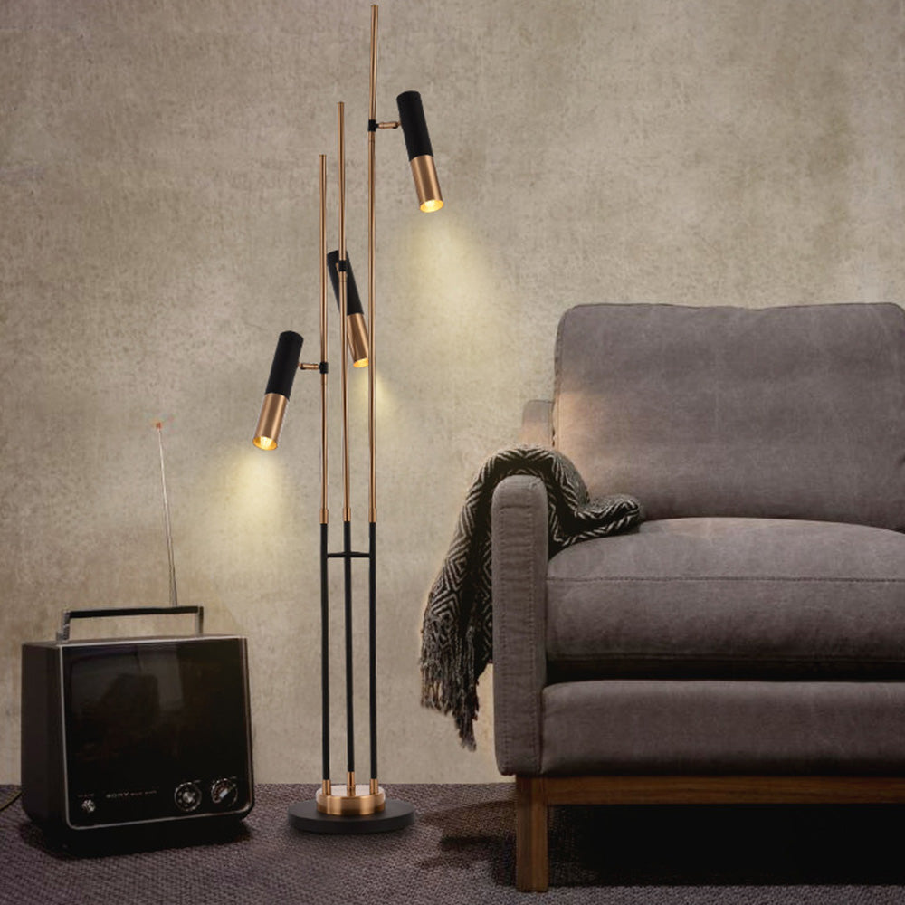 Salgado Modern Tall Metal 3 Bulb Floor Lamp, Black - Neutral Decor