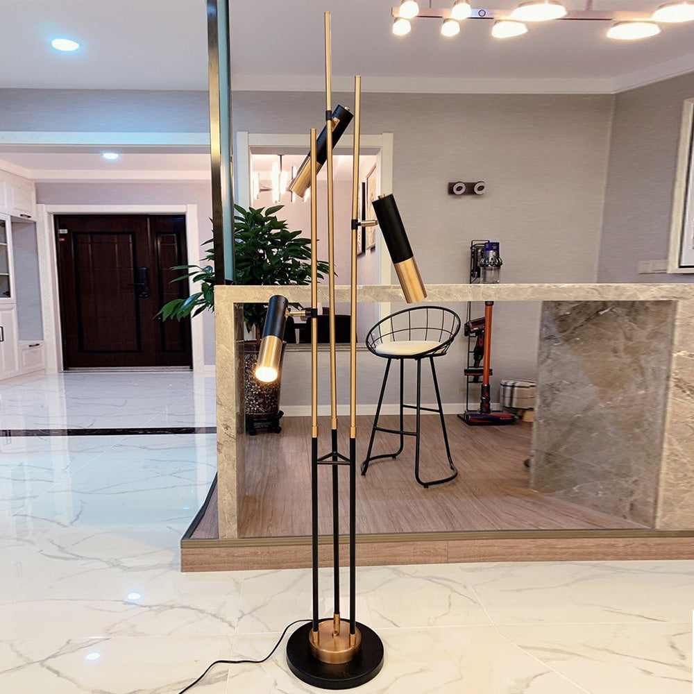 Salgado Modern Tall Metal 3 Bulb Floor Lamp, Black - Neutral Decor