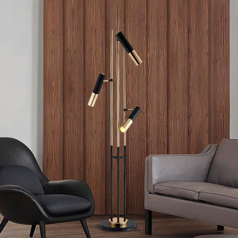 Salgado Modern Tall Metal 3 Bulb Floor Lamp, Black - Neutral Decor