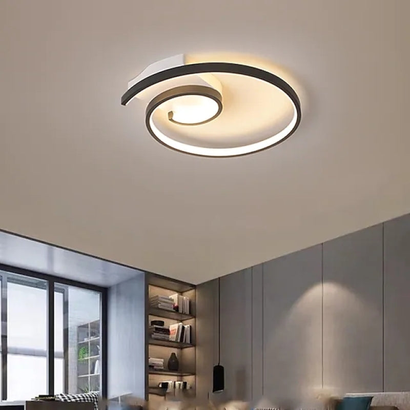Arisha Modern Spiral Shaped Metal Ceiling Light, Black/White - Neutral Decor