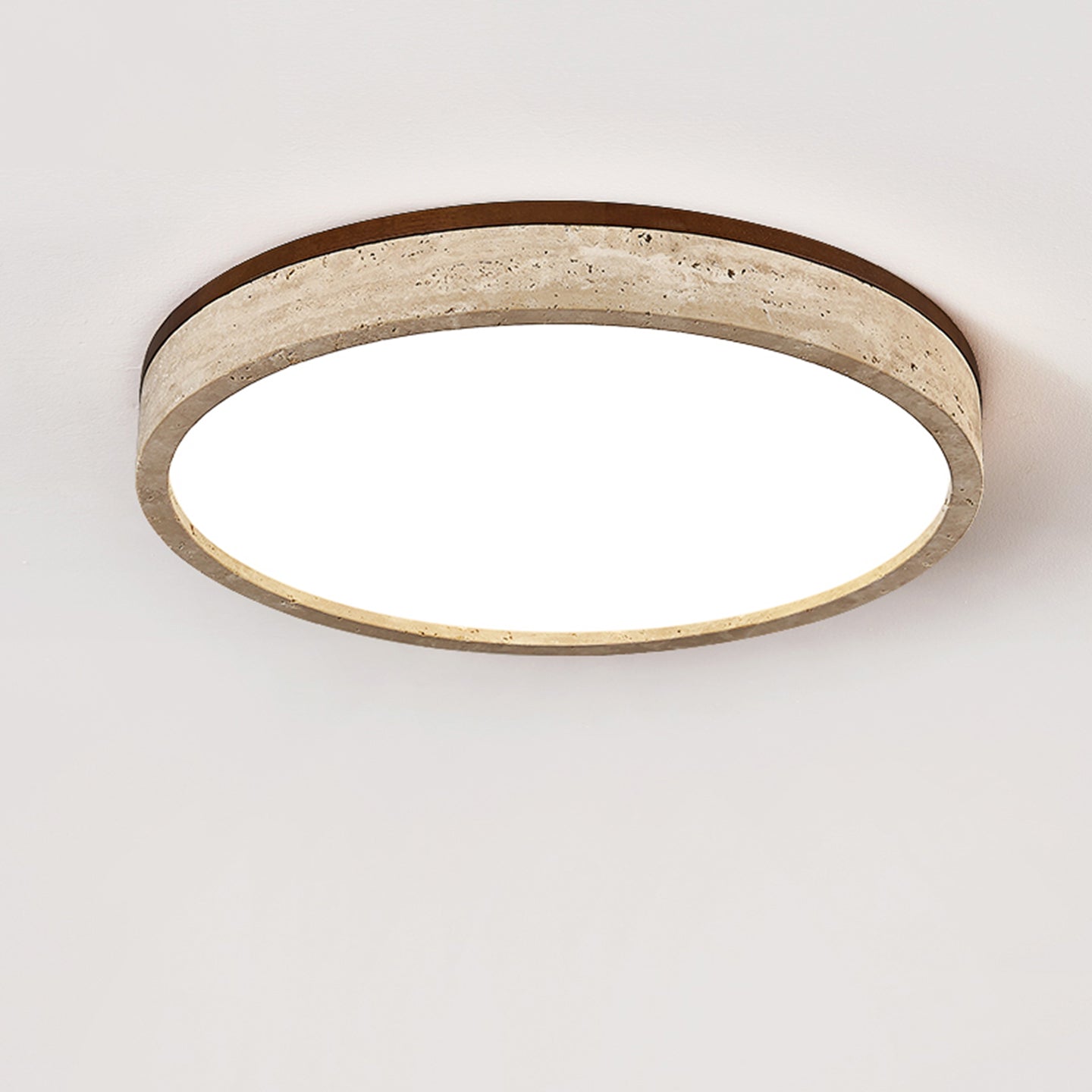 Xoan Glowly Travertine Halo Round Ceiling Lamp-Neutral Decor