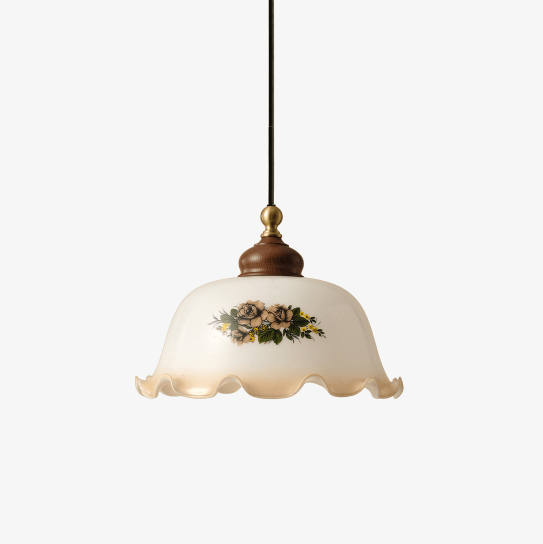 Floral Patterned Glass Pendant Light-Neutral Decor