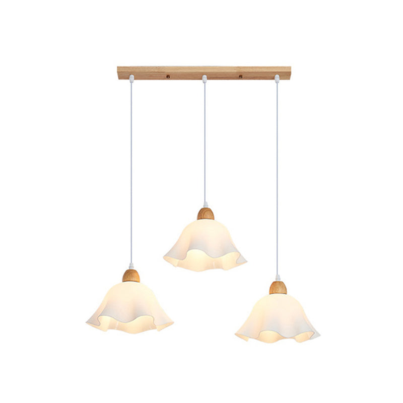 Muto Minimalist Flower Acrylic/Wood Pendant Light, White - Neutral Decor