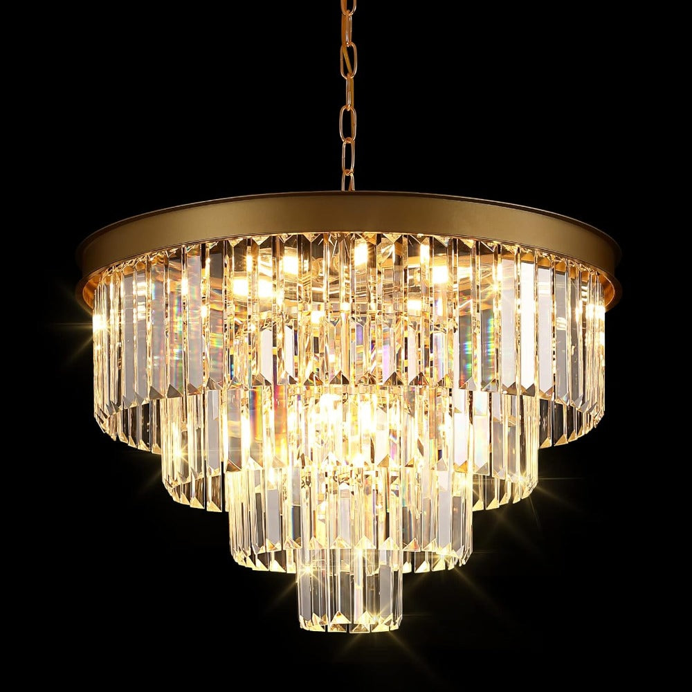Arisha Modern LED Decorative Luxury Pendant Light Crystal Metal Black/Gold Ring Bedroom/Living Room - Neutral Decor