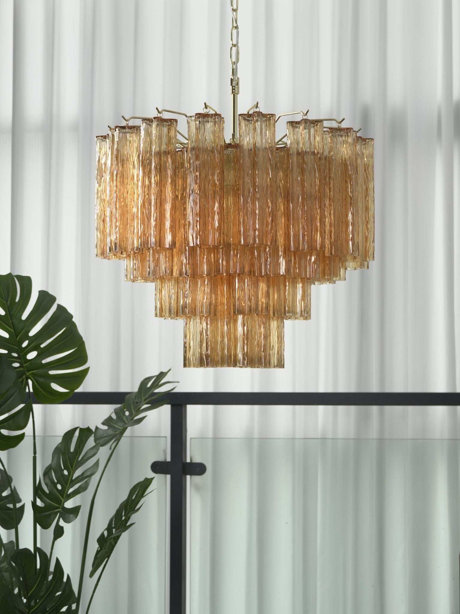 Bexy Glass Cascade Chandelier-Neutral Decor