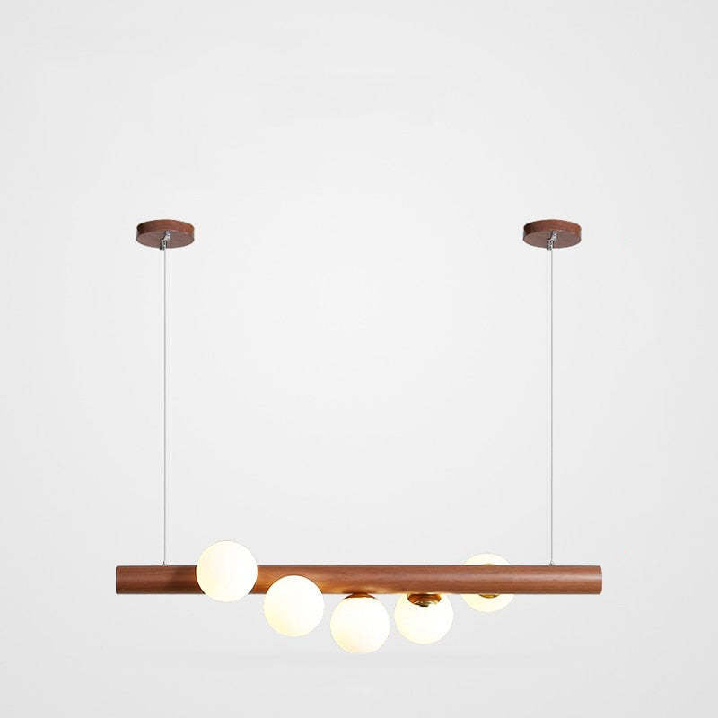 Valentina Glass Bubble Pendant Light Wood/Walnut - Neutral Decor