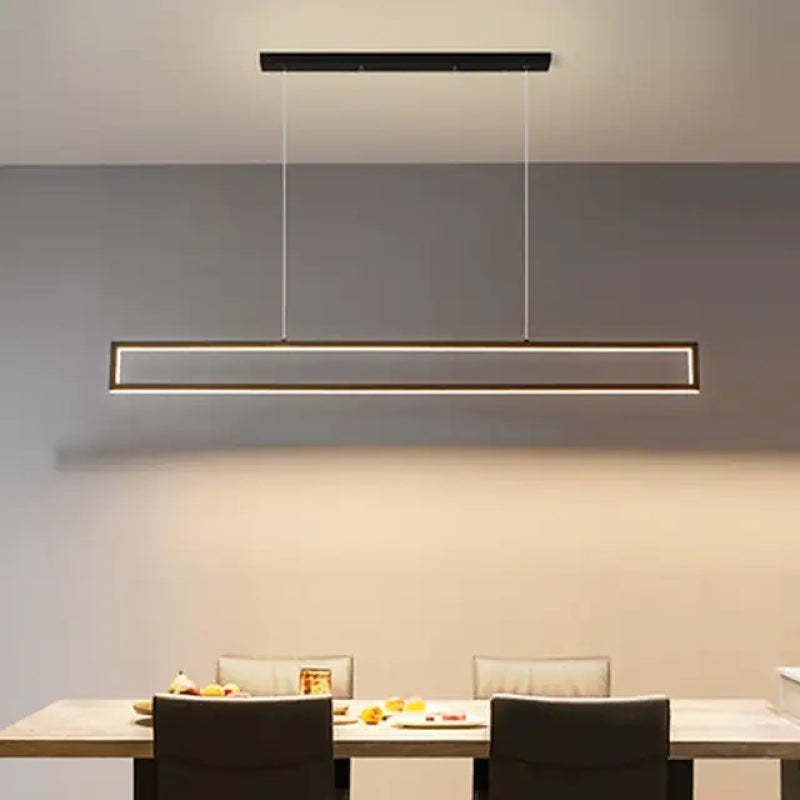 Arisha Modern Metal Vertical Rectangular Pendant Light, Black - Neutral Decor