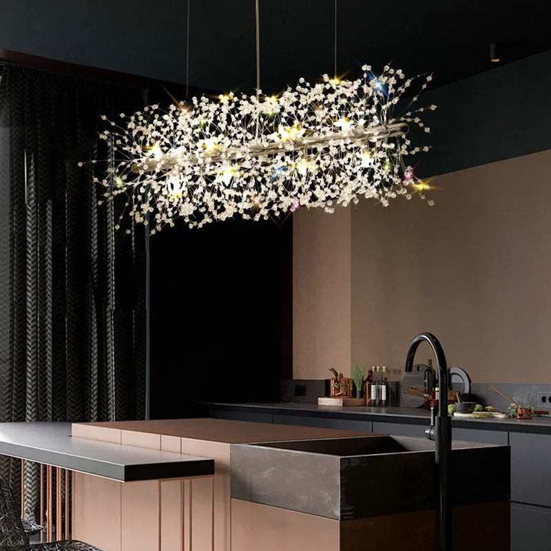 Arisha Creative Art Chandelier Crystal Pendant Light for Dining Room - Neutral Decor