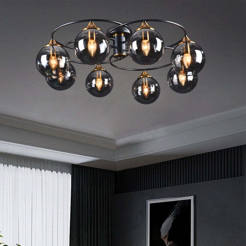 Valentina Nordic Bubble Glass Ceiling Light, Gray/Amber - Neutral Decor
