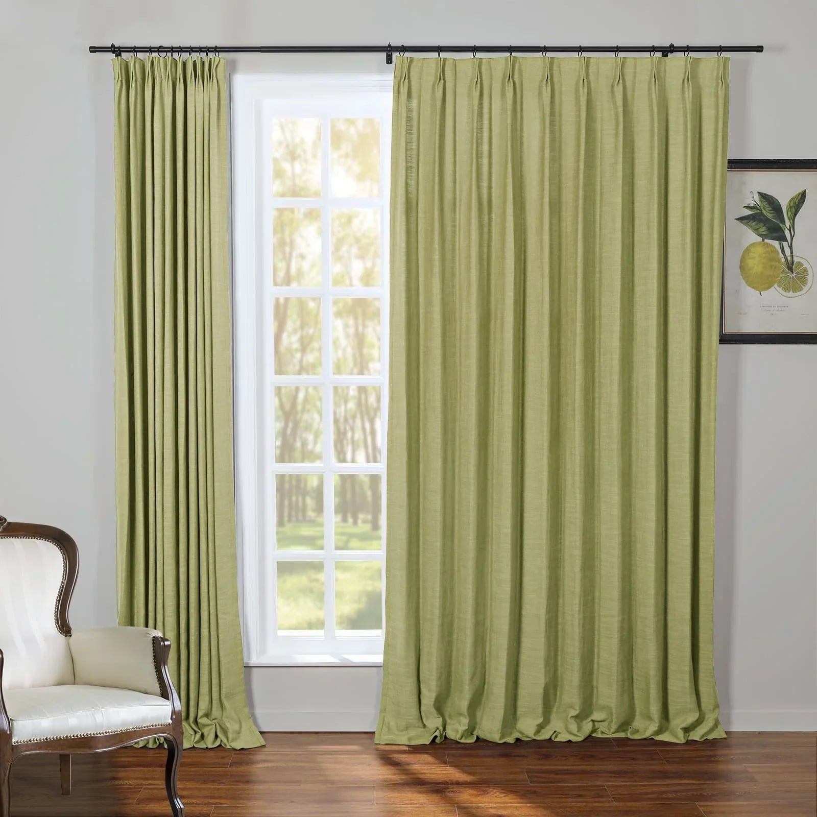 Kelly Flax Linen Curtains & Drapes Pleated-Neutral Decor