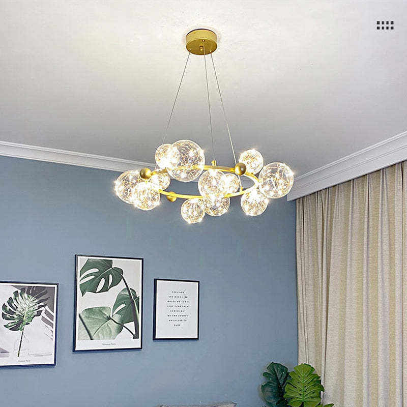 Valentina Art Deco Luminous Sphere Cluster Glass Pendant Light - Neutral Decor