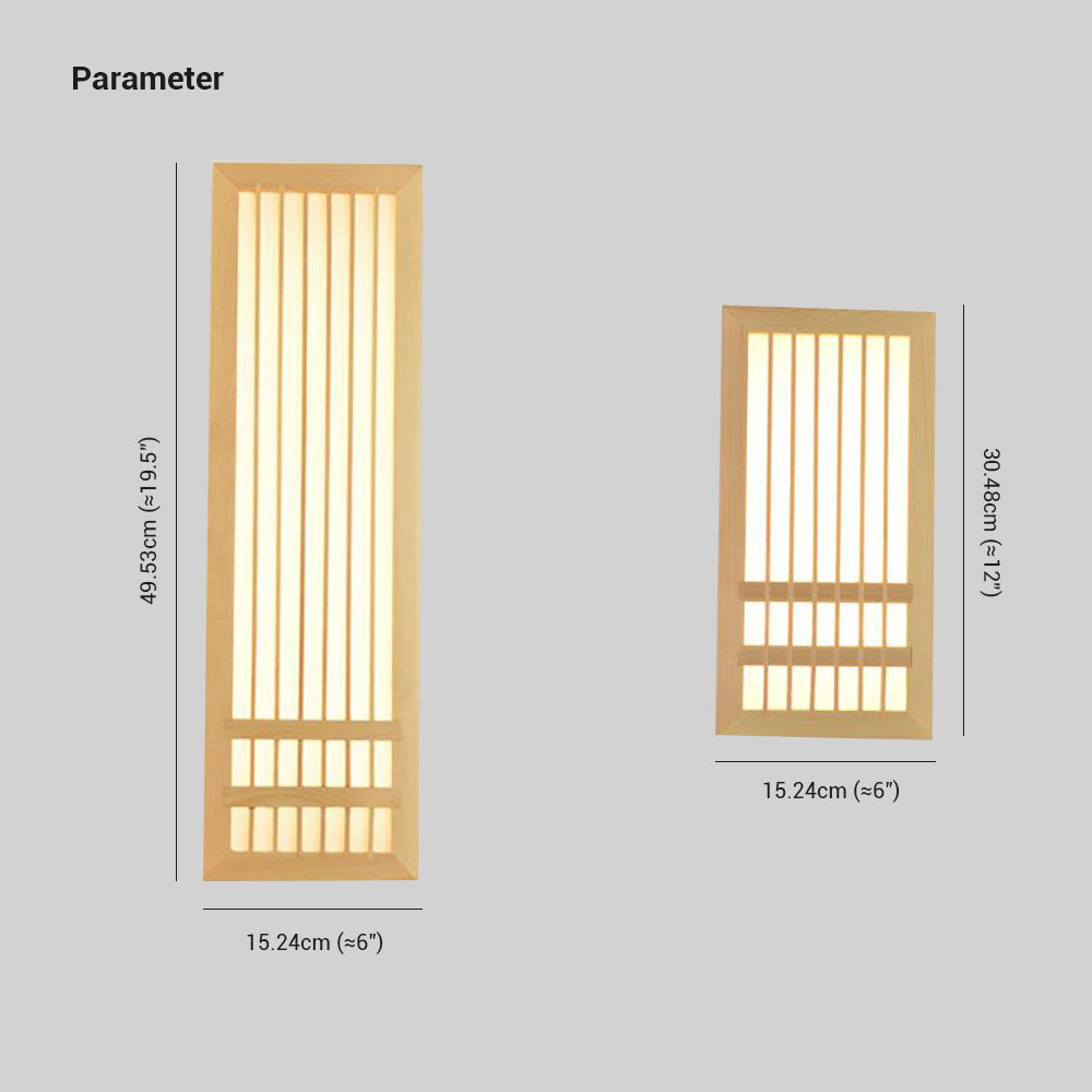 Muto Wall Lamp Rectangular Rustic, Wood/Acrylic, Log Color, Bedroom - Neutral Decor