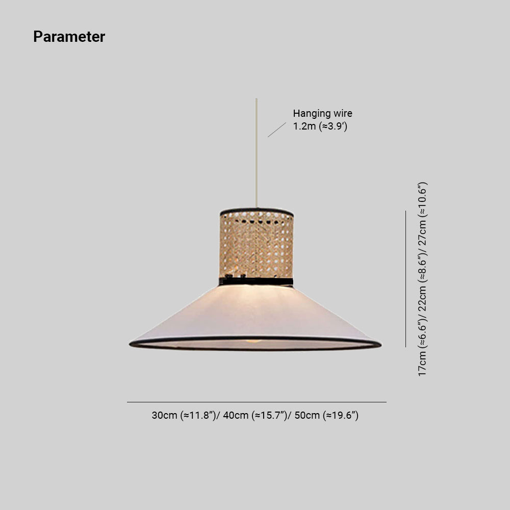 Ritta Modern Rattan/FabricPendant Light, White - Neutral Decor