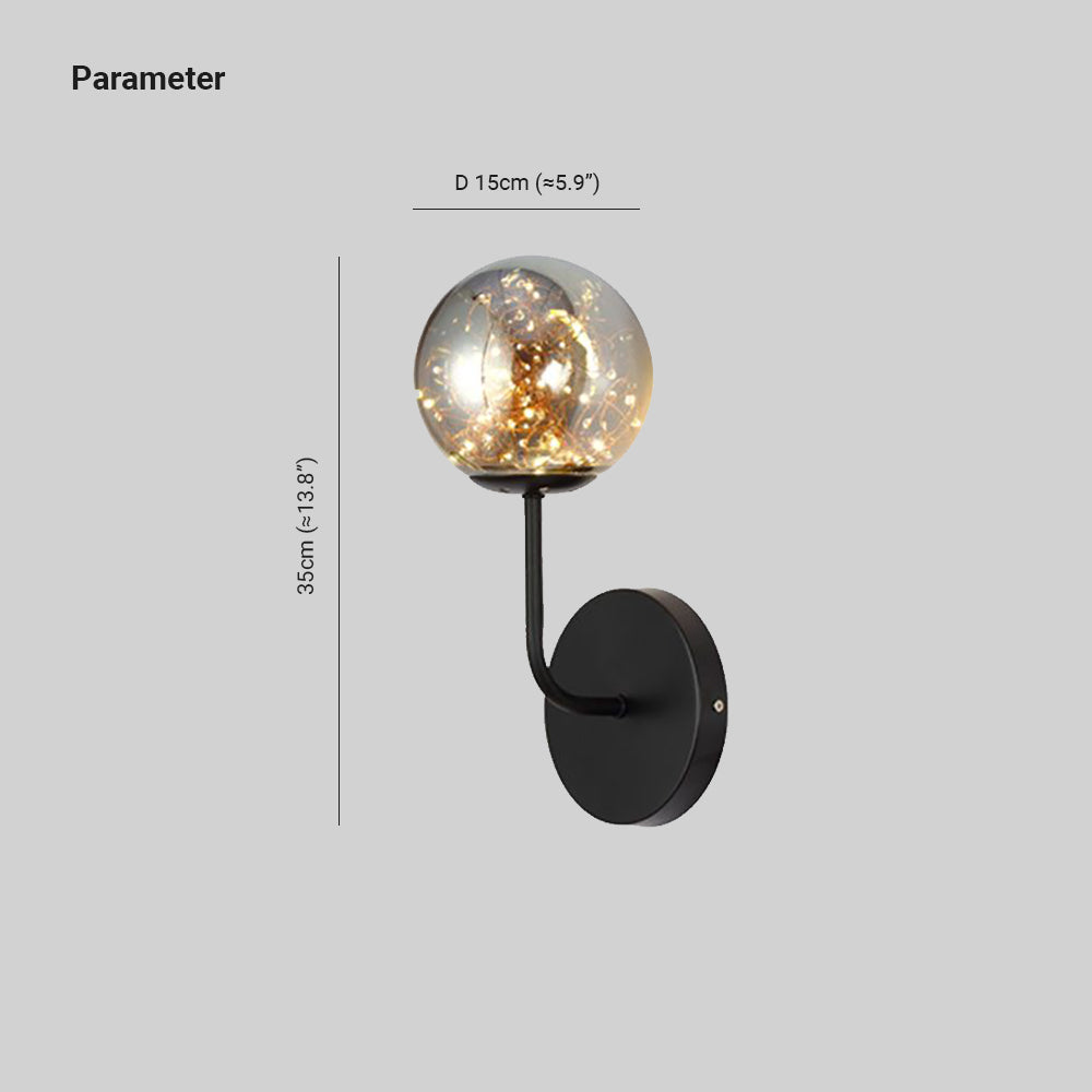 Valentina Wall Lamp Starry Globe Art Deco, Black/Gold, Bedroom - Neutral Decor