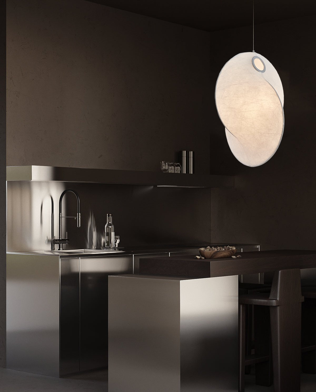 Verine Sculptural Mulberry Silk Pendant Light-Neutral Decor