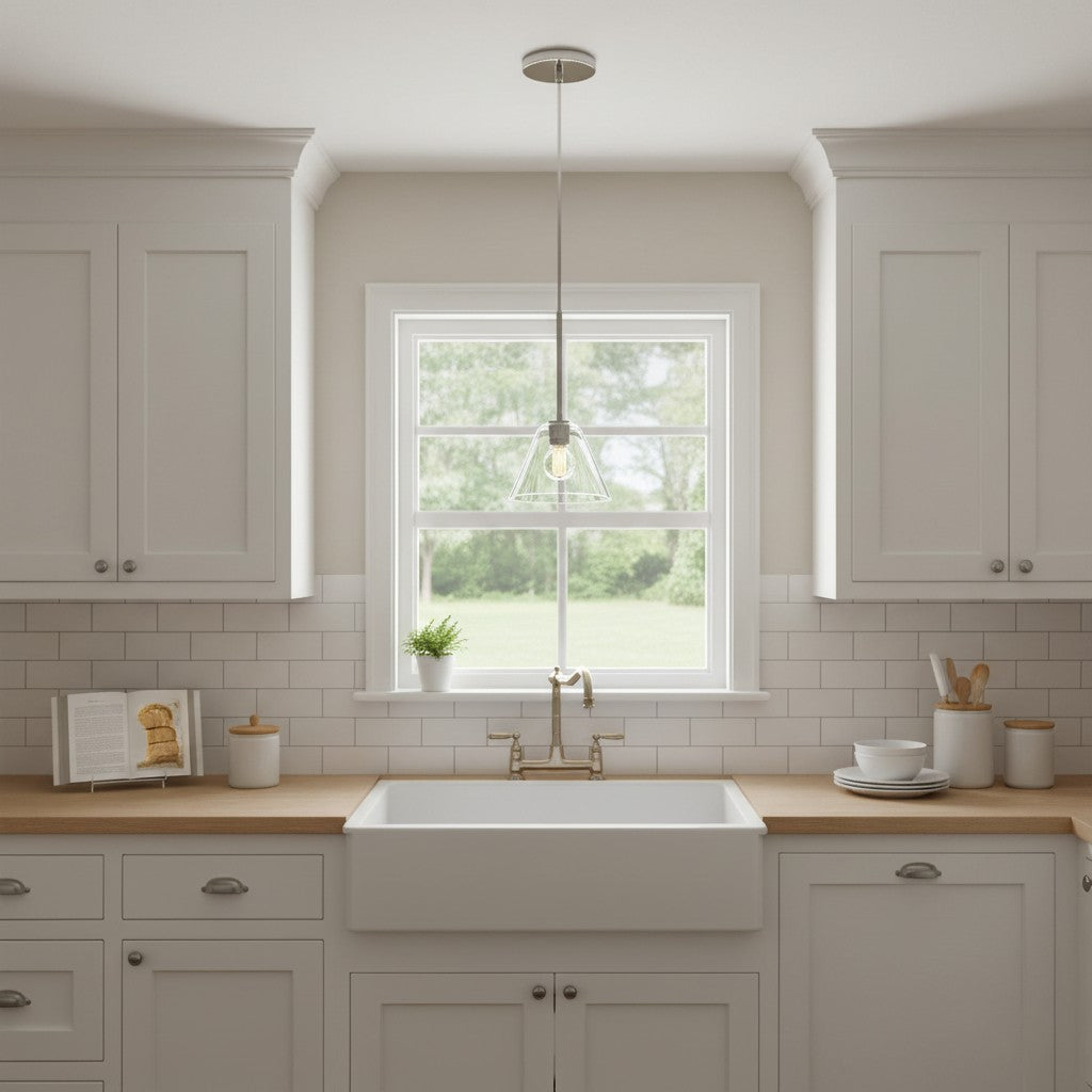 Cone Milk Clear Glass Cone Pendant Light for Kitchen-Neutral Decor