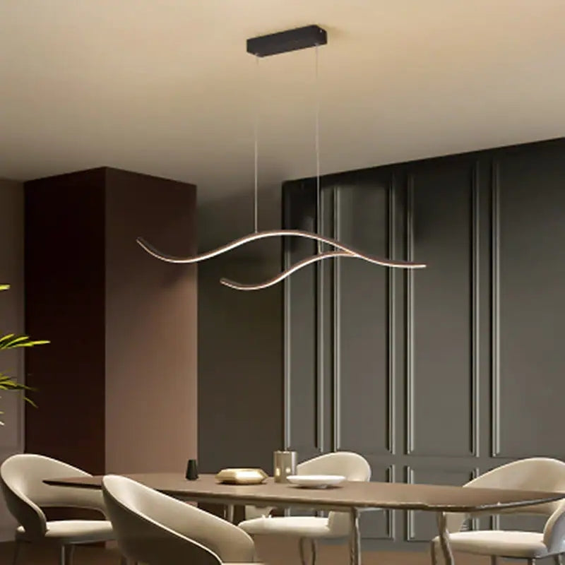 Arisha Curved Linear Pendant Light, Black/Gold - Neutral Decor