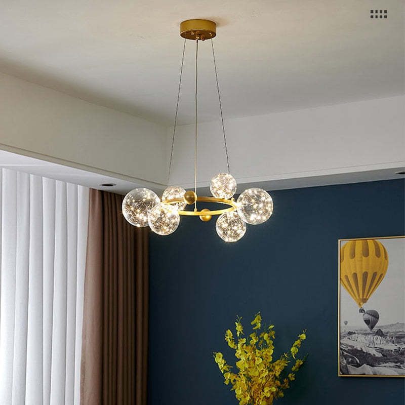 Valentina Art Deco Luminous Sphere Cluster Glass Pendant Light - Neutral Decor