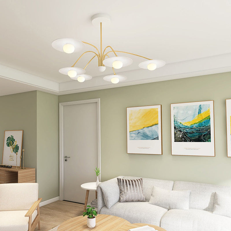Arisha Minimalist Blown Metal Pendant Light, White/Gold - Neutral Decor