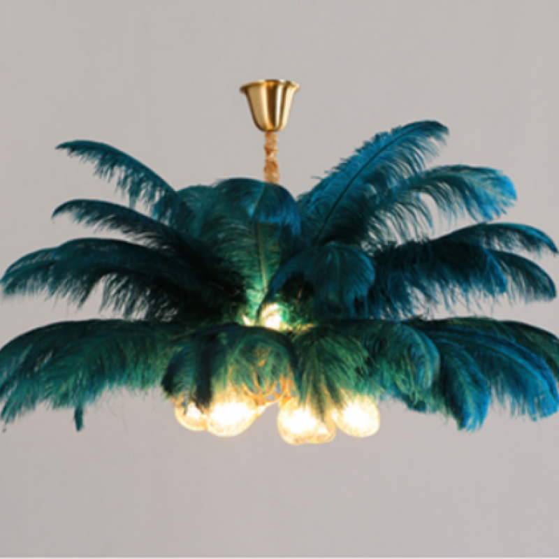 O'Moore Nordic Luxury Pendant Light, Brass/Feather - Neutral Decor