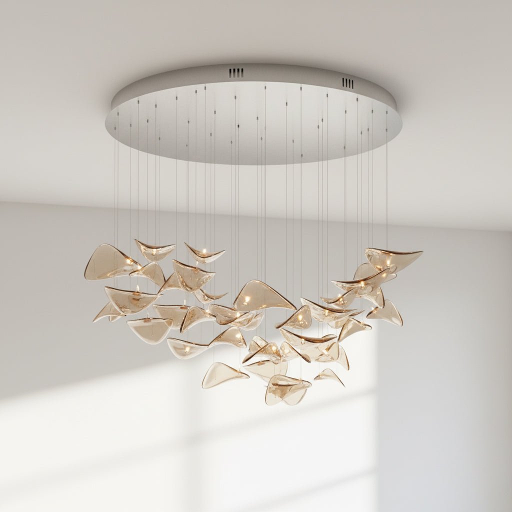 Wave Floating Leaf Chandelier-Neutral Decor