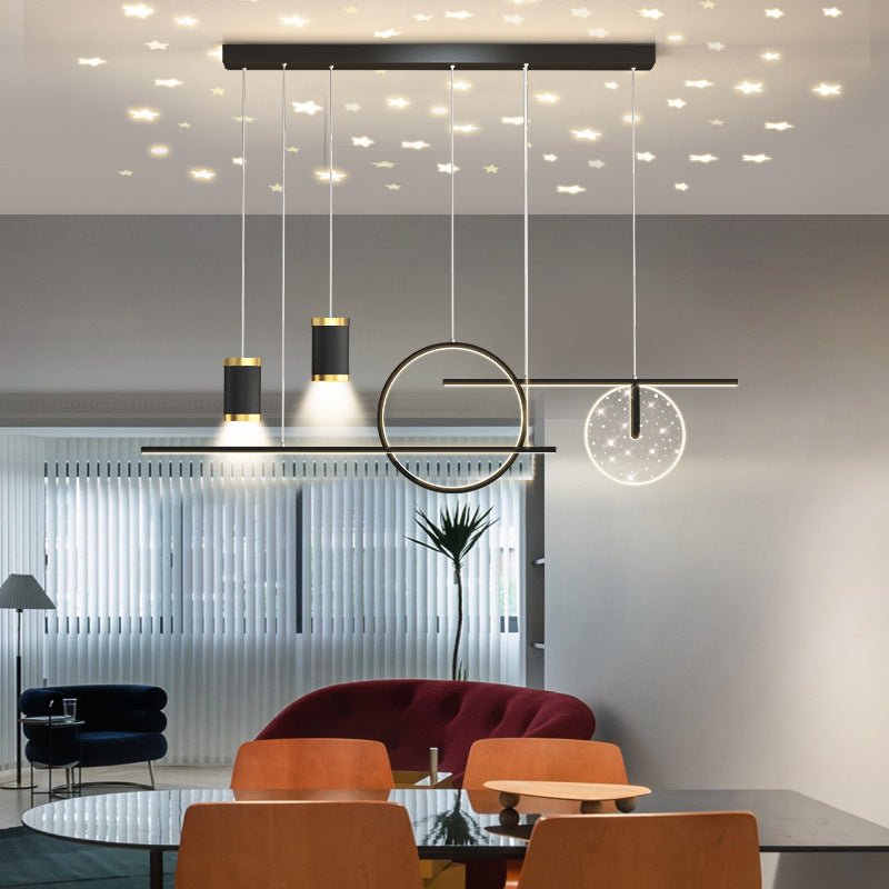 Arisha Modern Metal Starry Pendant Light, Black/White/Gold - Neutral Decor