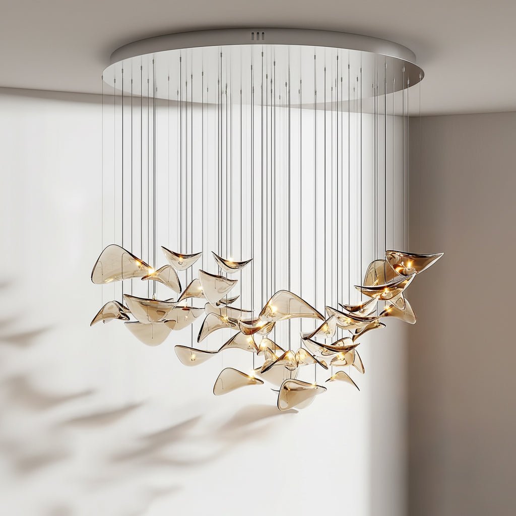 Wave Floating Leaf Chandelier-Neutral Decor