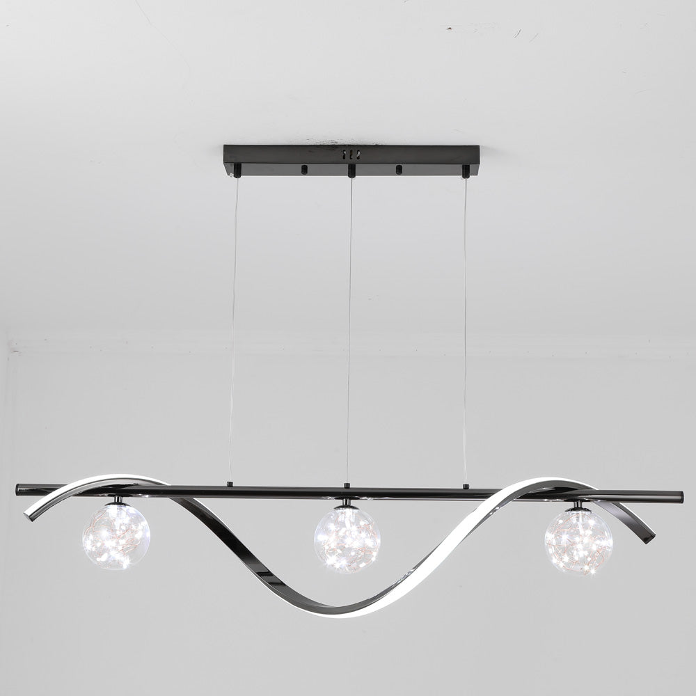 Arisha Graceful Arc with Glass Globes Pendant Light - Neutral Decor