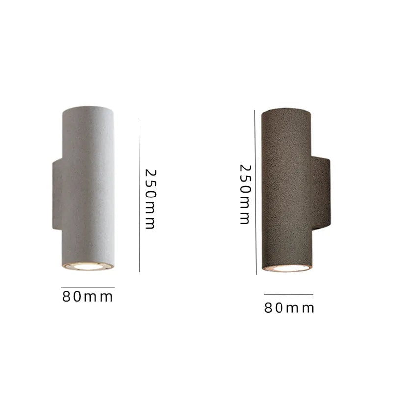 Ray Minimalist Cylindrical Double-headed Cement Outdoor Wall Lamp, Black/White - Neutral Decor