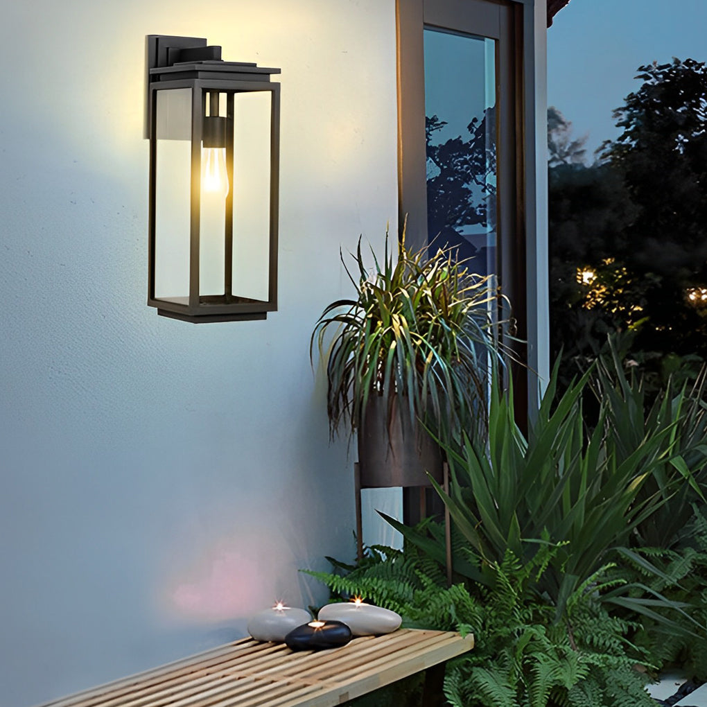 Jophine Rectangular Industrial Glass Outdoor Wall Lamp
