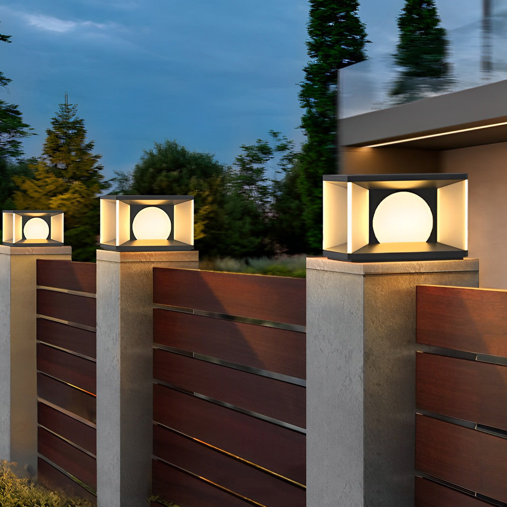 Washi Square LED Modern Steel Outdoor Deck Post Lights