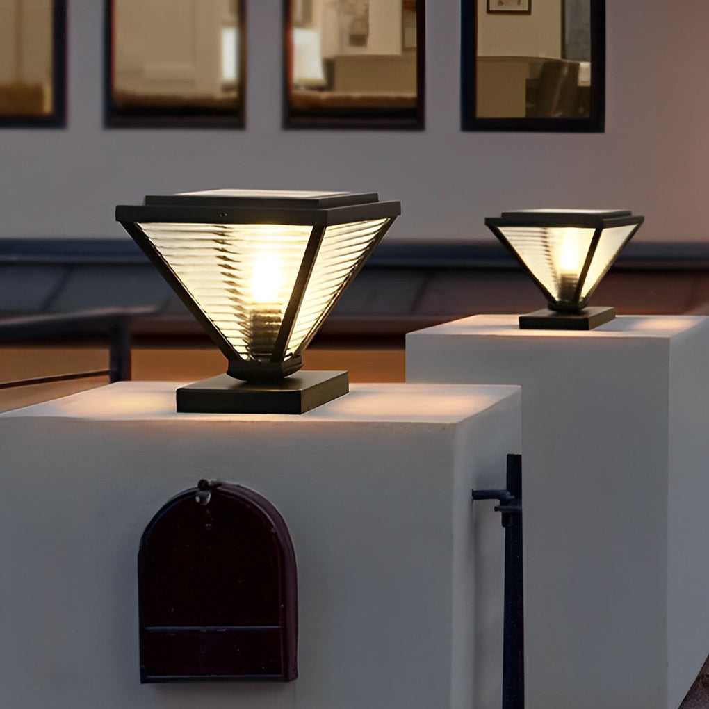 Drucilla Simple Geometric Modern Steel Outdoor Fence Post Lights